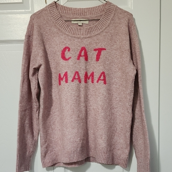 LOFT Sweaters - LOFT Pink Crew Neck Sweater Cat Mama Design